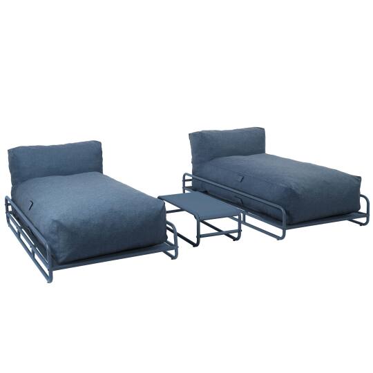 Sofá modular de exterior para 2 personas con estructura, 2 chaise longue y mesa de centro