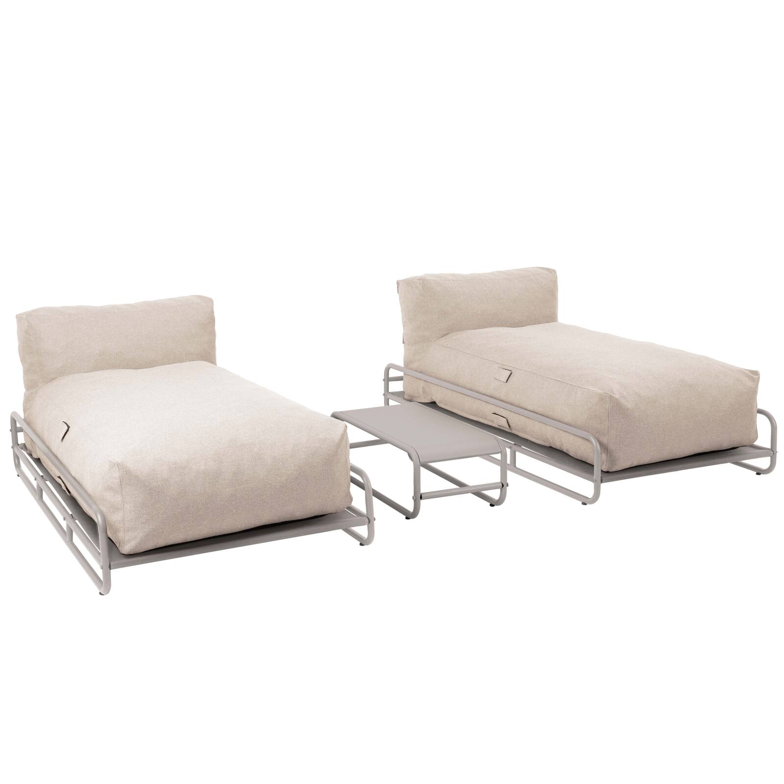 Sofá modular de exterior para 2 personas con estructura, 2 chaise longue y mesa de centro