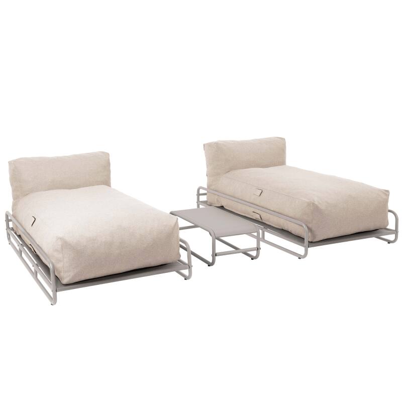 Sofá modular de exterior para 2 personas con estructura, 2 chaise longue y mesa de centro