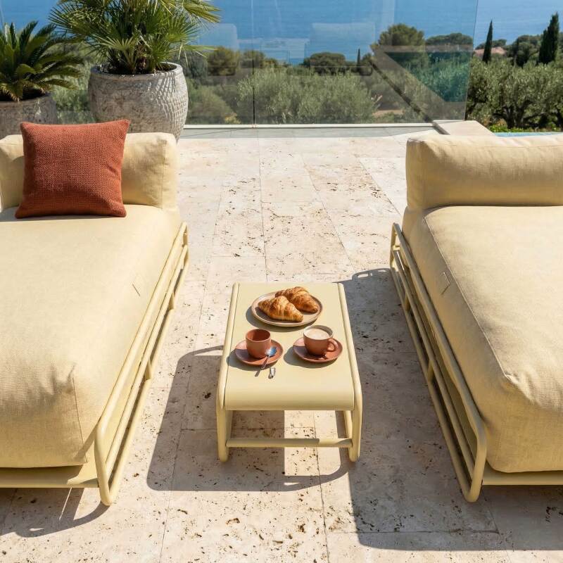 Sofá modular de exterior para 2 personas con estructura, 2 chaise longue y mesa de centro (2/7)