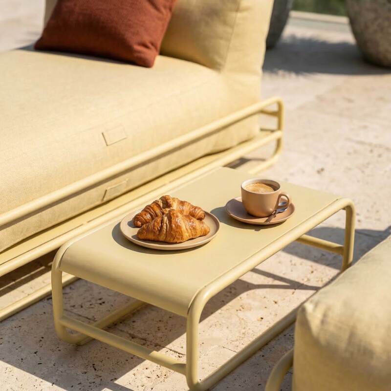 Sofá modular de exterior para 2 personas con estructura, 2 chaise longue y mesa de centro (4/7)