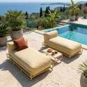 Sofá modular de exterior para 2 personas con estructura, 2 chaise longue y mesa de centro