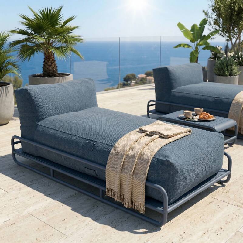 Sofá modular de exterior para 2 personas con estructura, 2 chaise longue y mesa de centro (3/7)