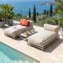 Sofá modular de exterior para 2 personas con estructura, 2 chaise longue y mesa de centro
