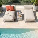 Sofá modular de exterior para 2 personas con estructura, 2 chaise longue y mesa de centro