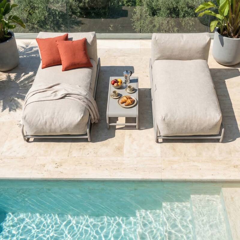 Sofá modular de exterior para 2 personas con estructura, 2 chaise longue y mesa de centro (3/7)
