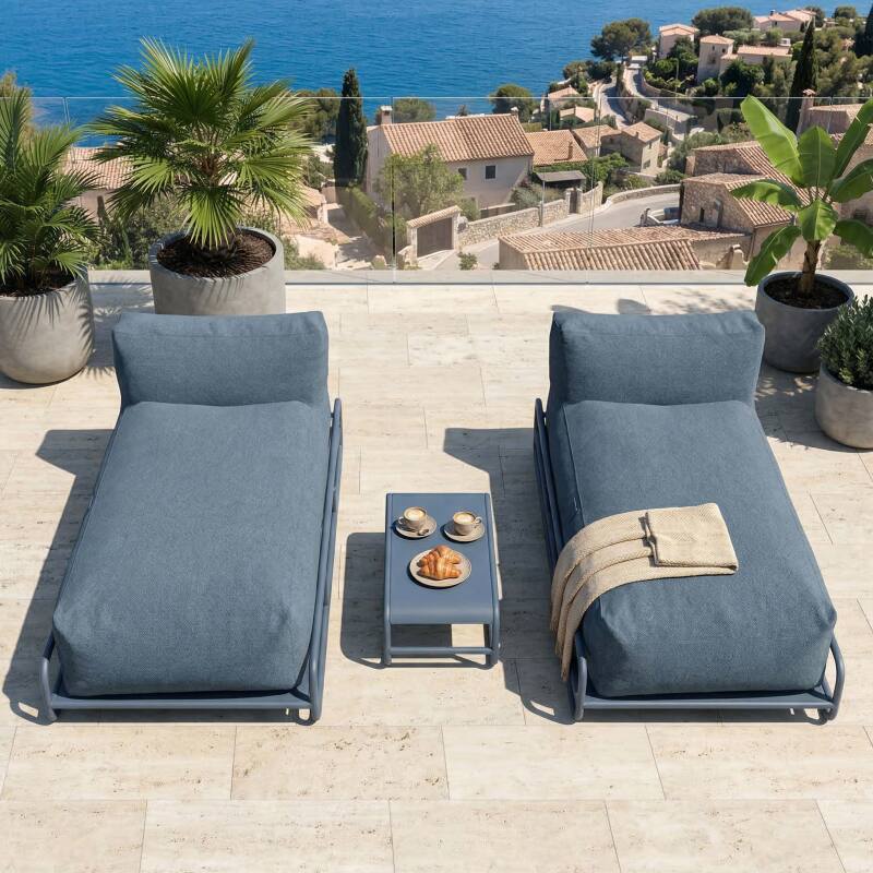 Sofá modular de exterior para 2 personas con estructura, 2 chaise longue y mesa de centro (4/7)