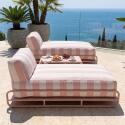 Sofá modular de exterior para 2 personas con estructura, 2 chaise longue a rayas y mesa de centro