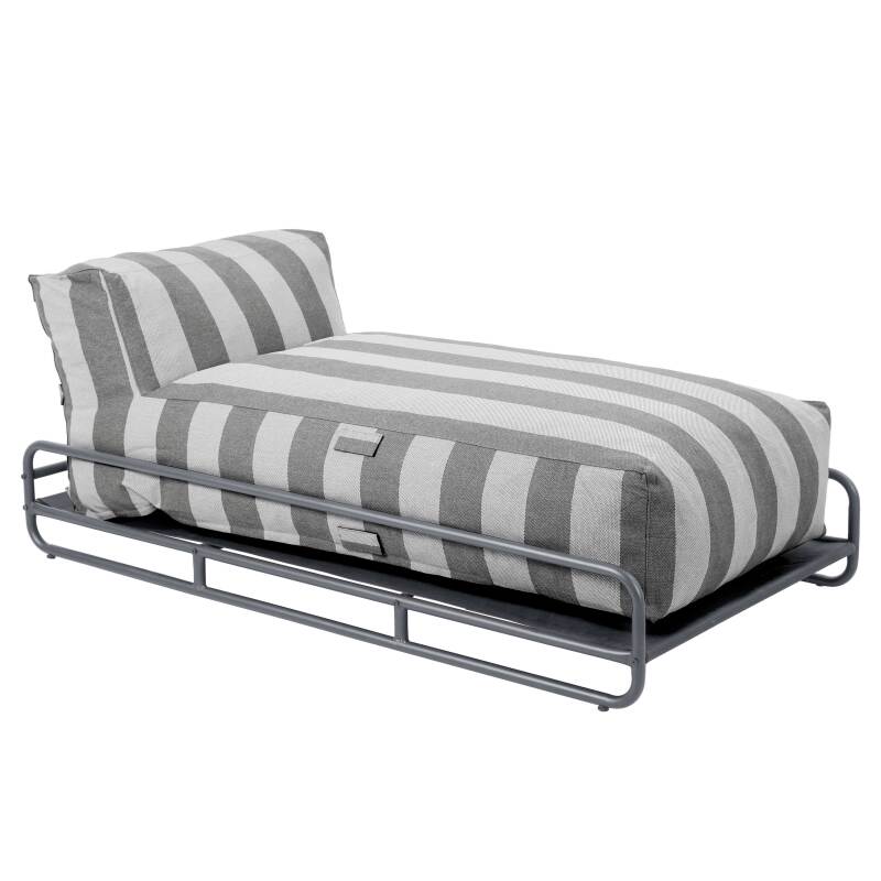 Sofá modular de exterior para 2 personas con estructura, 2 chaise longue a rayas y mesa de centro (5/7)