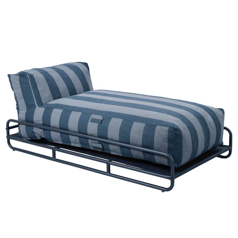 Sofá modular de exterior para 2 personas con estructura, 2 chaise longue a rayas y mesa de centro (5/7)