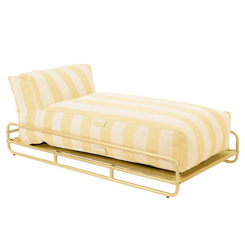 Sofá modular de exterior para 2 personas con estructura, 2 chaise longue a rayas y mesa de centro (5/7)