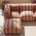 Sofá modular de exterior a rayas para 4 personas con 1 sillón, 2 sillones esquineros y 1 puf
