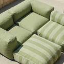 Sofá modular de exterior a rayas para 4 personas con 1 sillón, 2 sillones esquineros y 1 puf