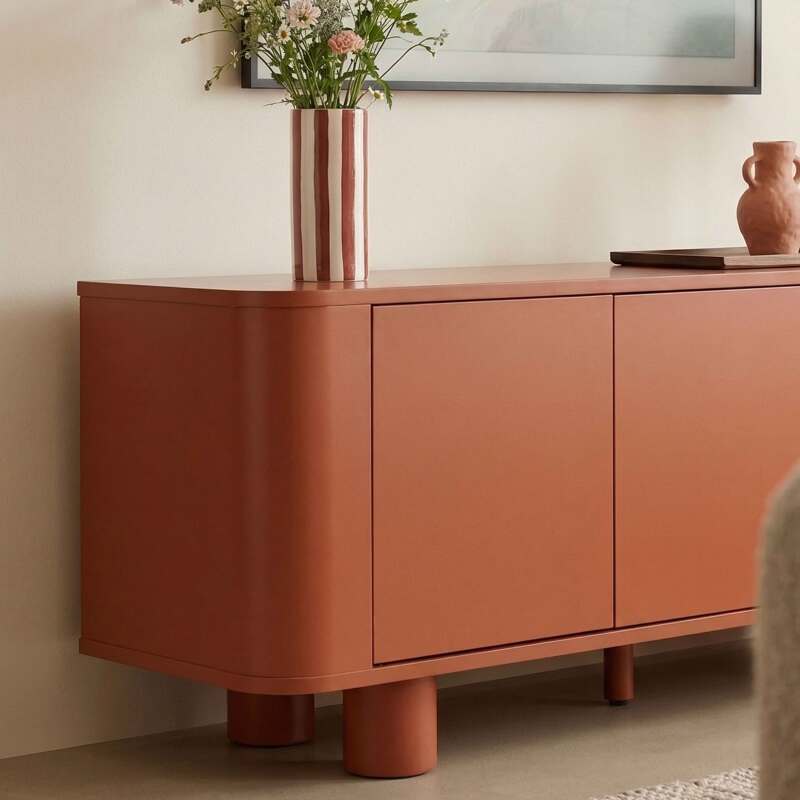 Mueble de TV naranja 120 cm estilo retro (2/9)