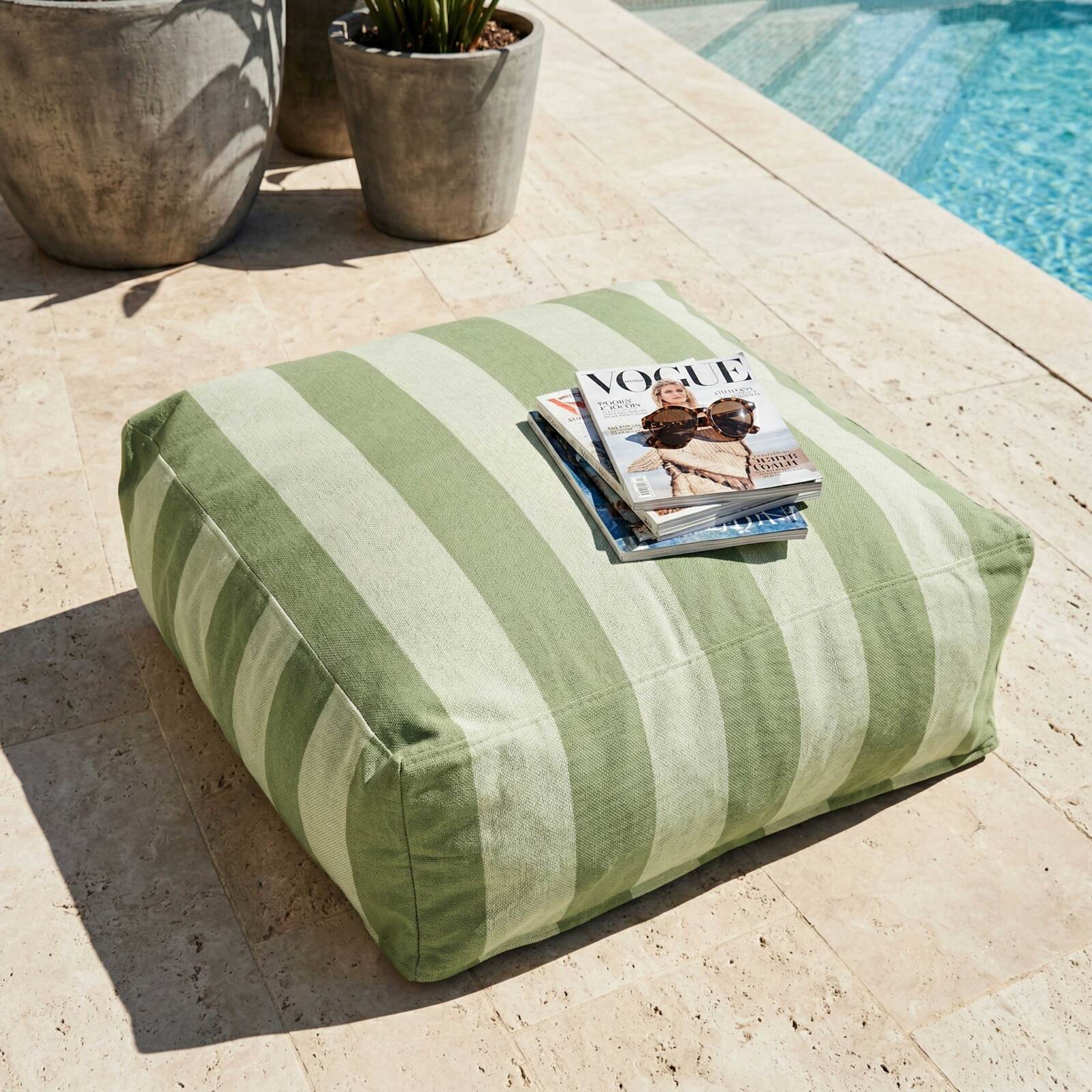 Puf a rayas para sofá modular de exterior