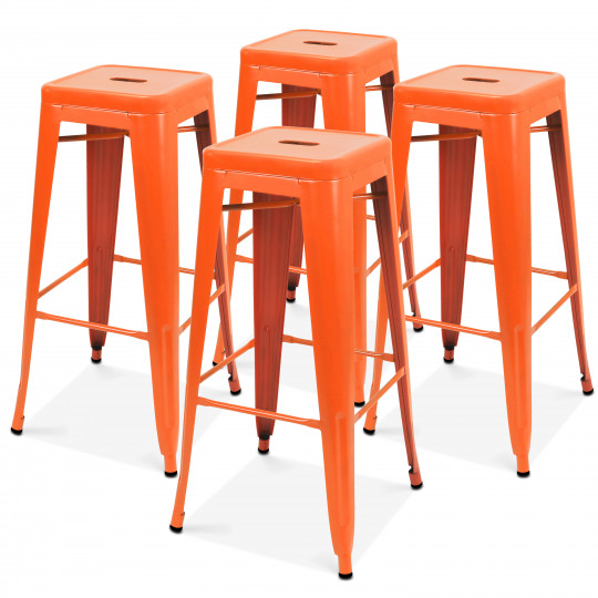 Conjunto de 4 taburetes de jardín de metal mate