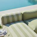Sofá modular de exterior a rayas para 5 personas con 2 sillones bajo, 1 sillón esquinero, 1 tumbona y 1 puf