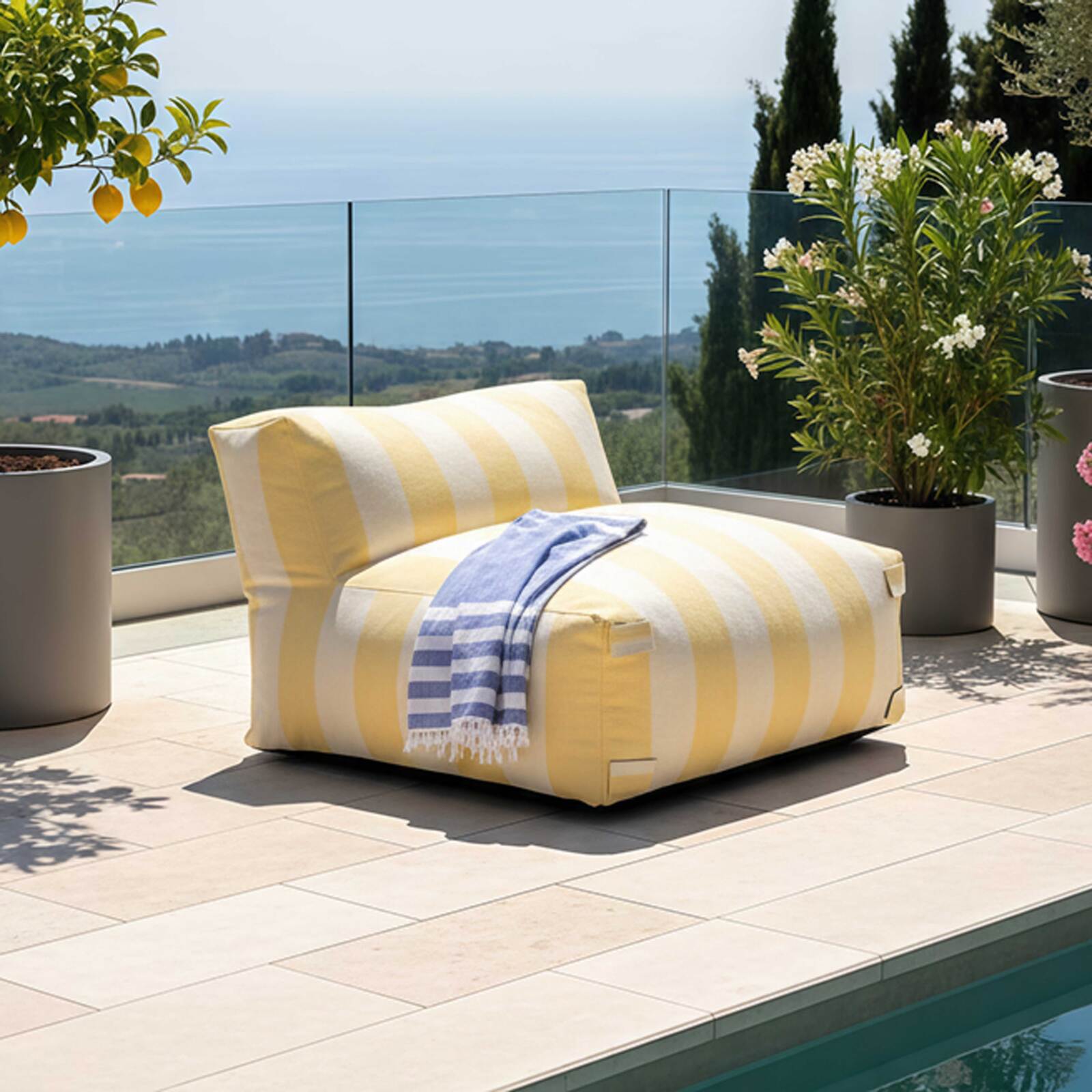 Sillón a rayas para sofá modular de exterior