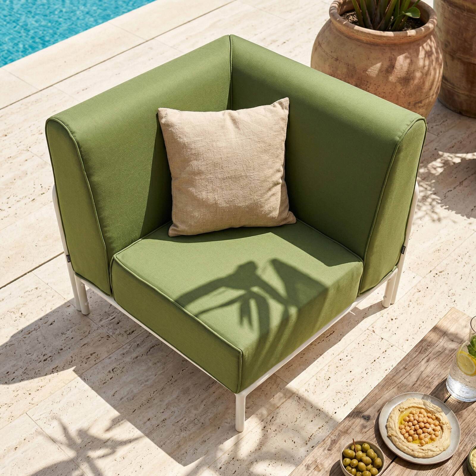 Sillón esquinero para sofá modular de exterior