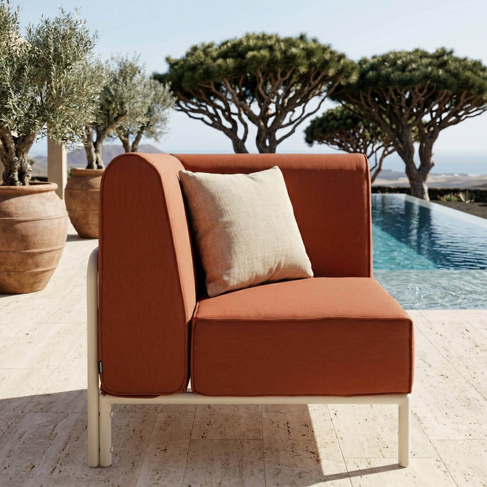 Sillón esquinero para sofá modular de exterior