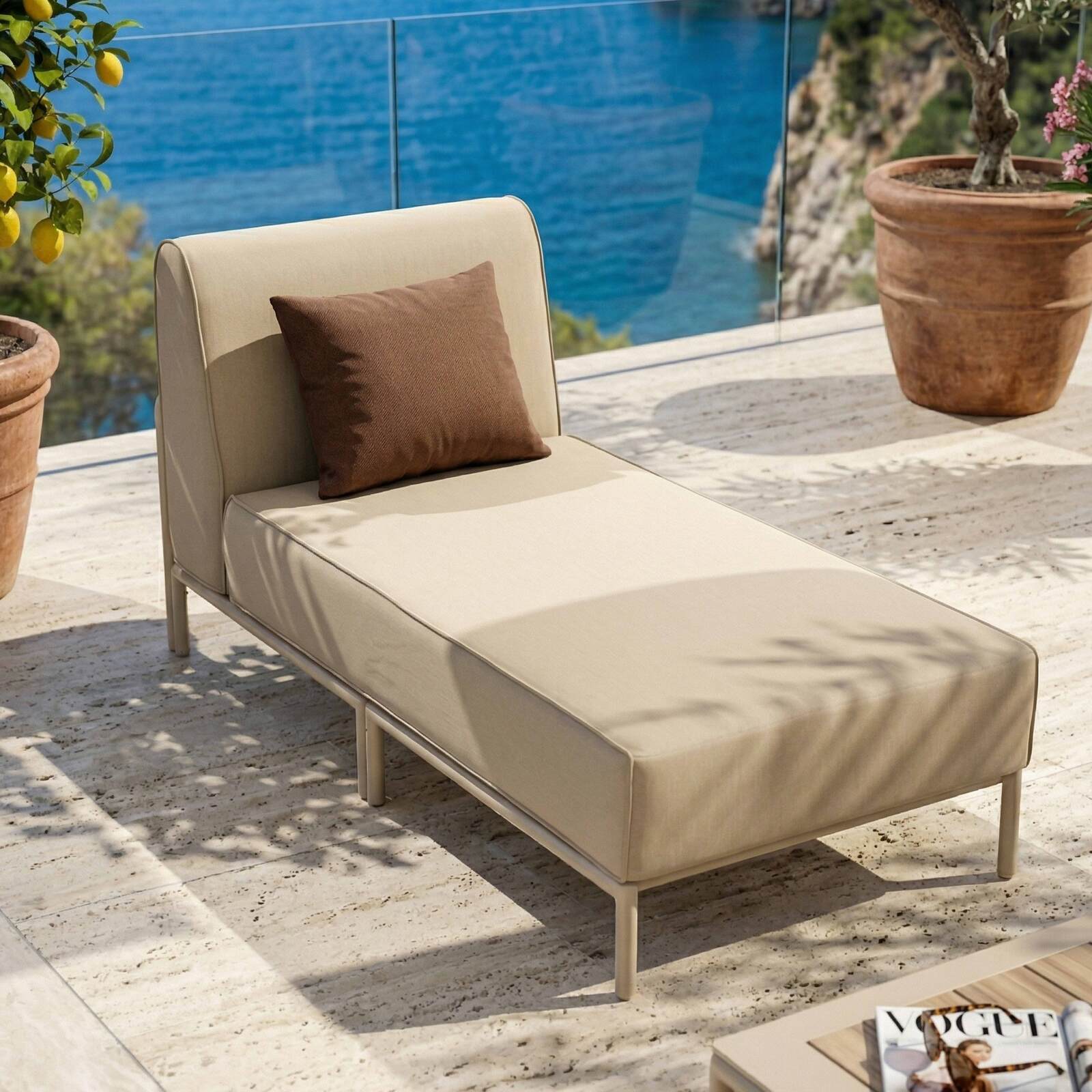 Chaise longue para sofá modular de exterior