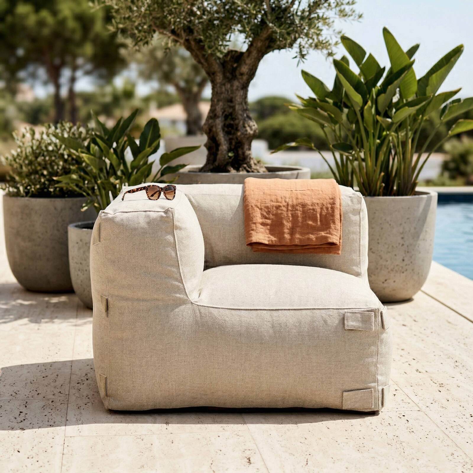 Sillón esquinero para sofá modular de exterior