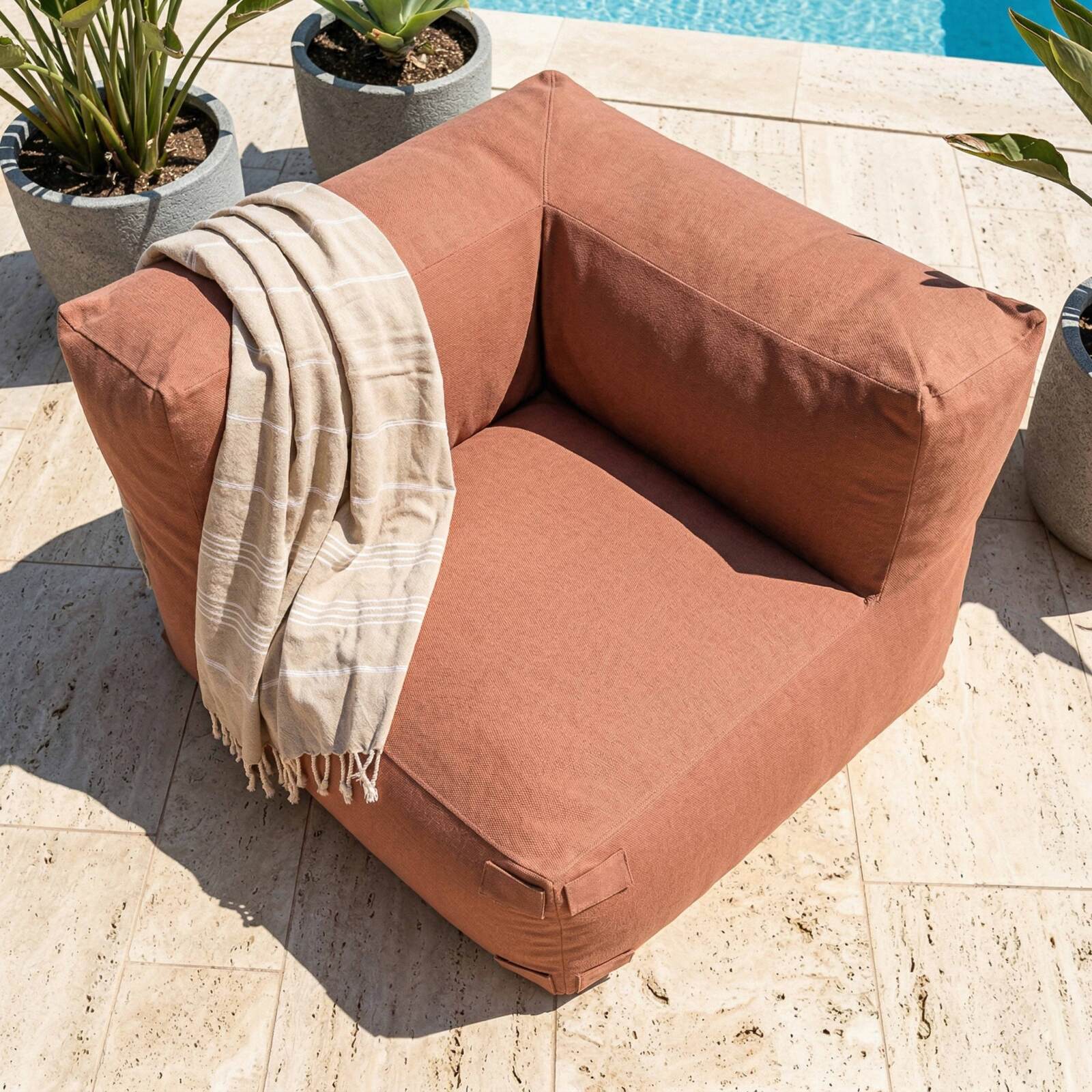 Sillón esquinero para sofá modular de exterior