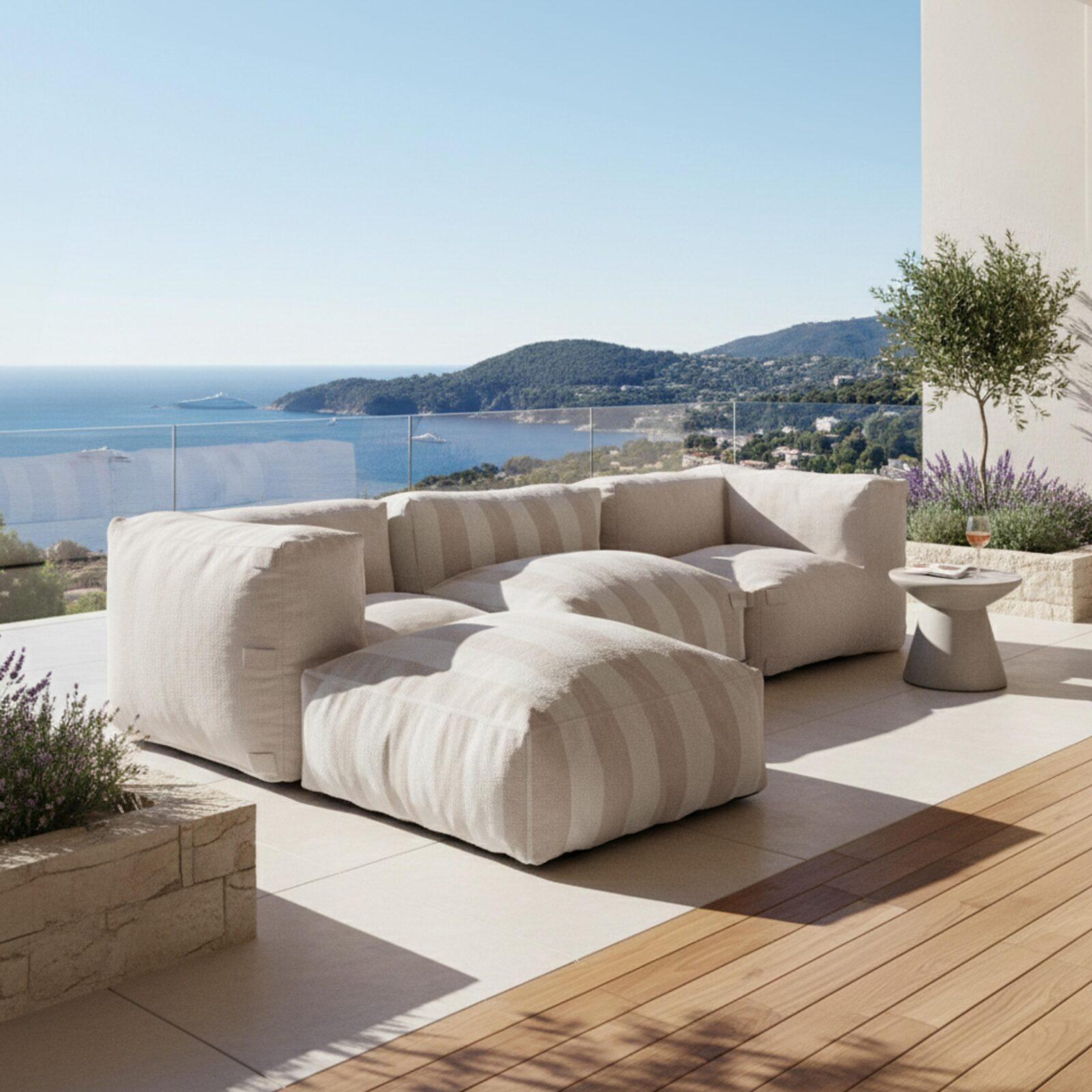 Sillón esquinero para sofá modular de exterior