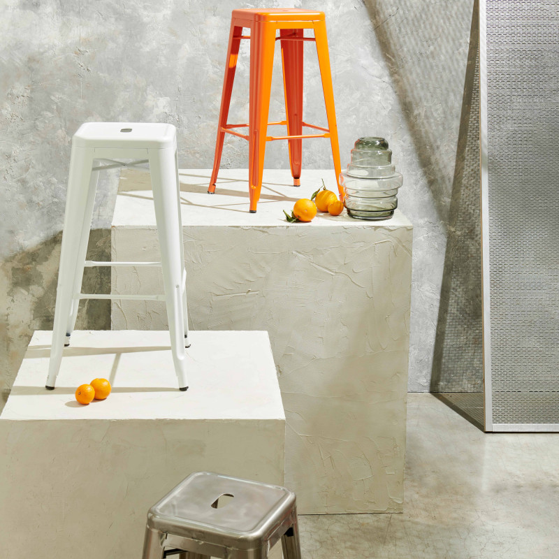 Conjunto de 4 taburetes de jardín de metal mate (4/5)