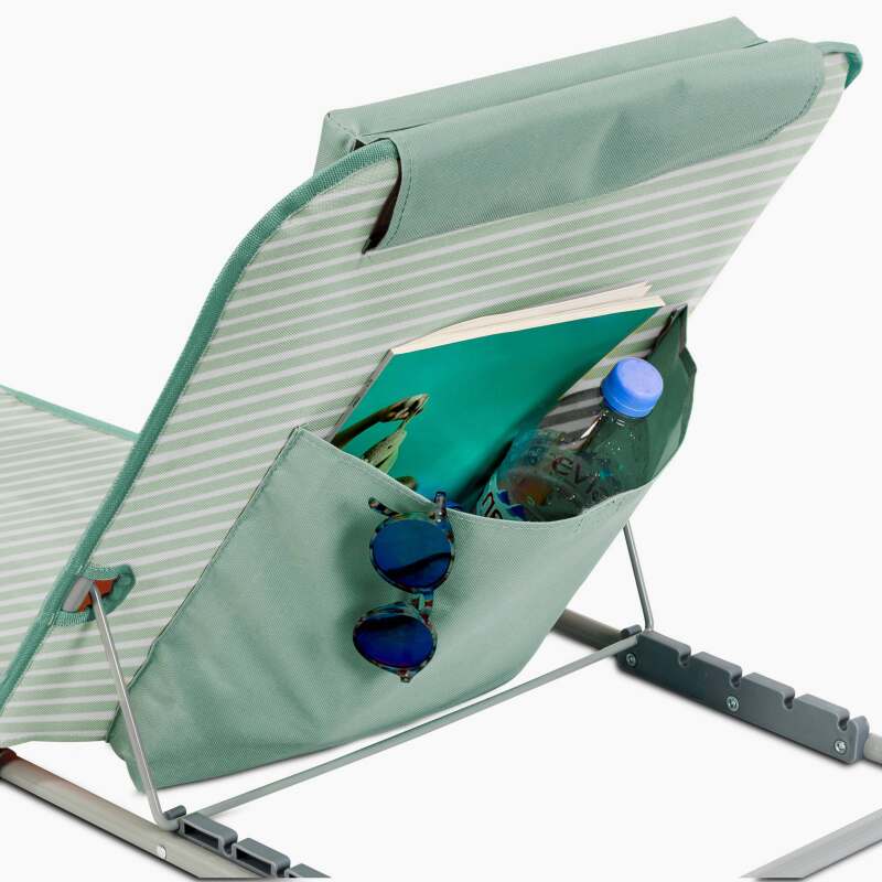 Lote de 2 tumbonas de playa plegables a rayas reclinables 5 posiciones (3/7)