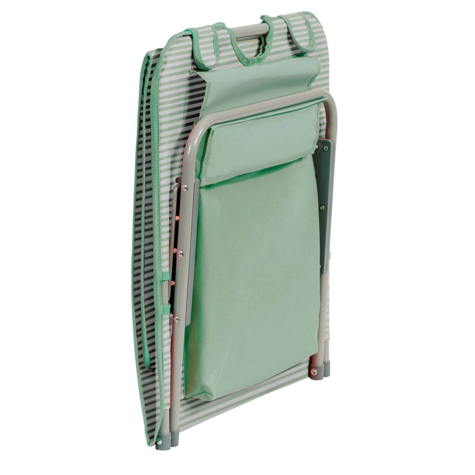 Lote de 2 tumbonas de playa plegables a rayas reclinables 5 posiciones