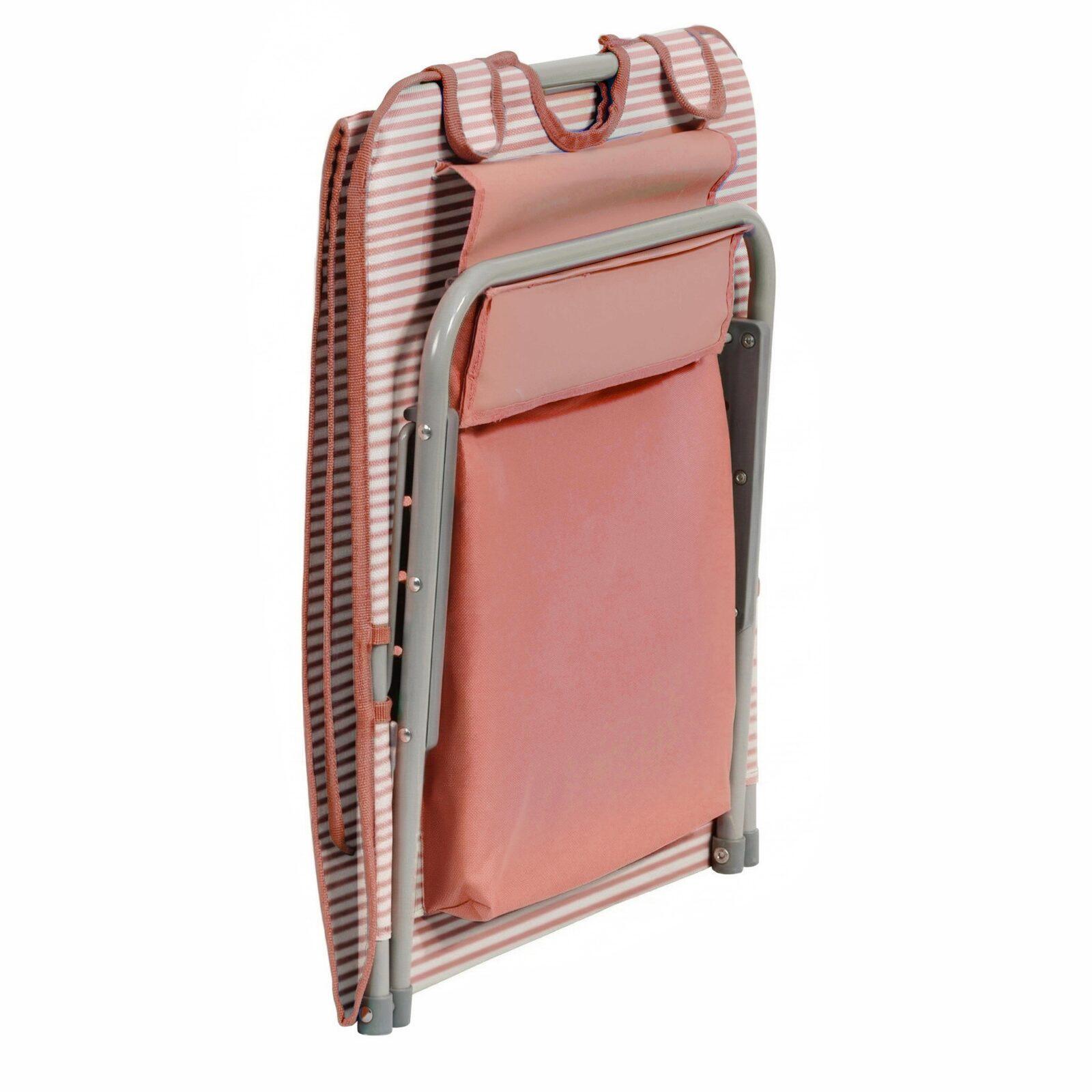 Lote de 2 tumbonas de playa plegables a rayas reclinables 5 posiciones