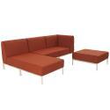 Sofá modular de exterior para 4 personas con 1 sillón, 1 sillón esquinero, 1 chaise longue y 1 puf