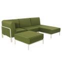 Sofá modular de exterior para 4 personas con 1 sillón, 1 sillón esquinero, 1 chaise longue y 1 puf