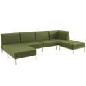 Sofá modular de exterior para 5 personas con 2 sillones, 1 sillón esquinero, 1 chaise longue y 1 puf