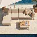 Sofá modular de exterior para 5 personas con 2 sillones, 1 sillón esquinero, 1 chaise longue y 1 puf