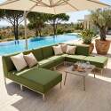 Sofá modular de exterior para 6 personas con 3 sillones, 1 sillón esquinero, 1 chaise longue y 1 puf