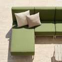 Sofá modular de exterior para 6 personas con 3 sillones, 1 sillón esquinero, 1 chaise longue y 1 puf