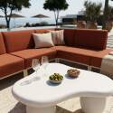 Sofá modular de exterior para 6 personas con 3 sillones, 1 sillón esquinero, 1 chaise longue y 1 puf