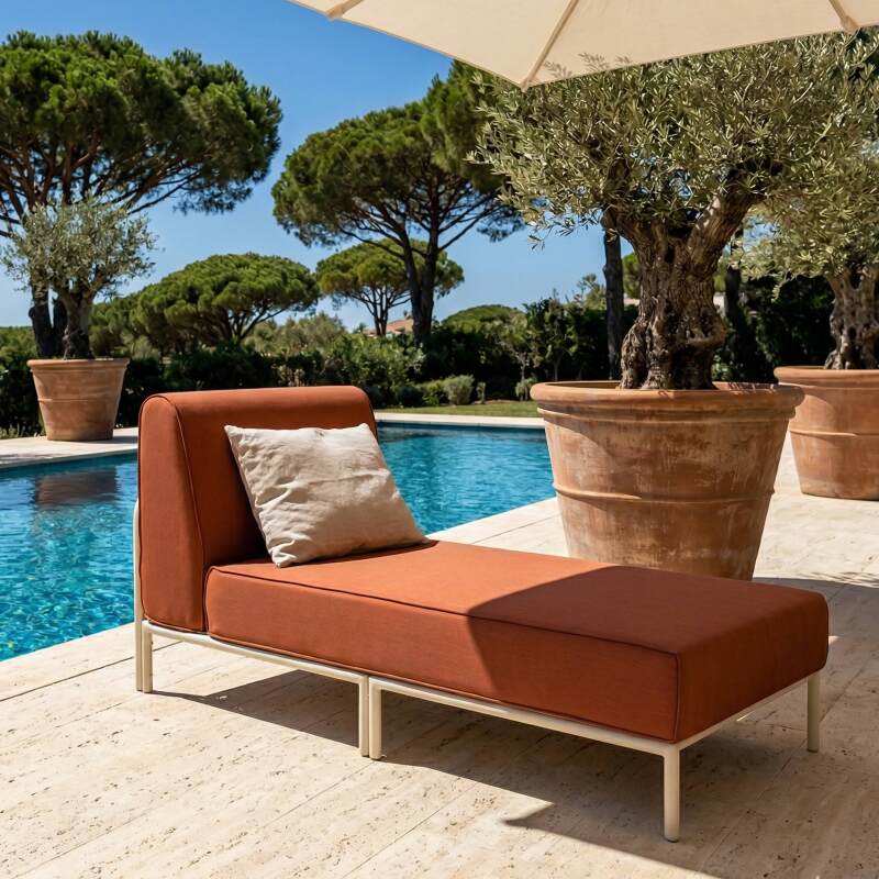 Sofá modular de exterior para 6 personas con 3 sillones, 1 sillón esquinero, 1 chaise longue y 1 puf (4/7)