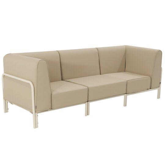 Sofá modular de exterior de aluminio para 3 personas con 1 sillón y 2 sillones esquineros | Oviala