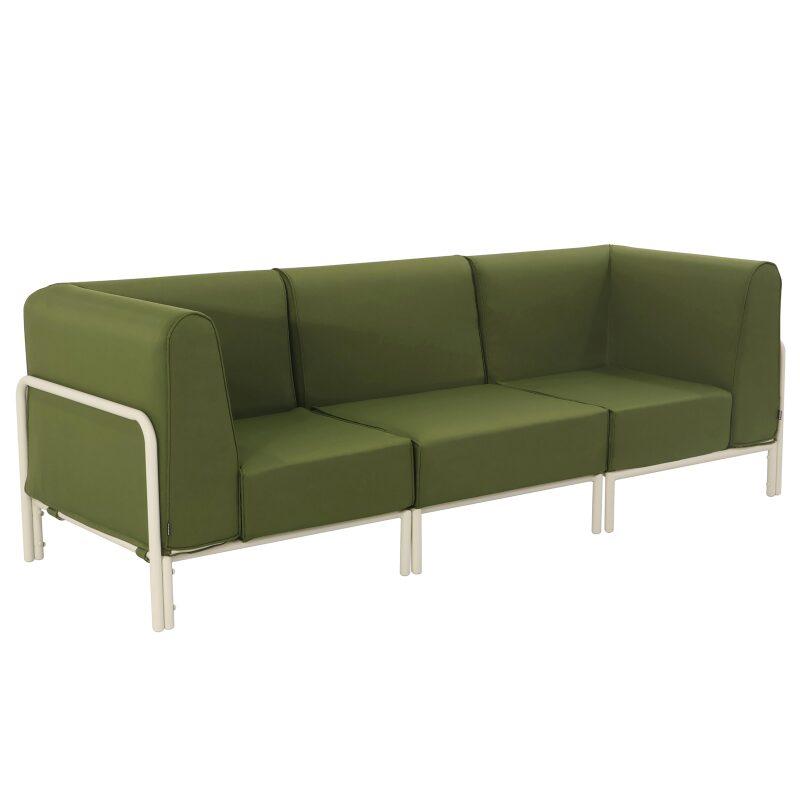 Sofá modular de exterior para 3 personas con 1 sillón y 2 sillones esquineros