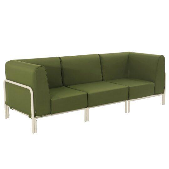 Sofá modular de exterior para 3 personas con 1 sillón y 2 sillones esquineros | Oviala
