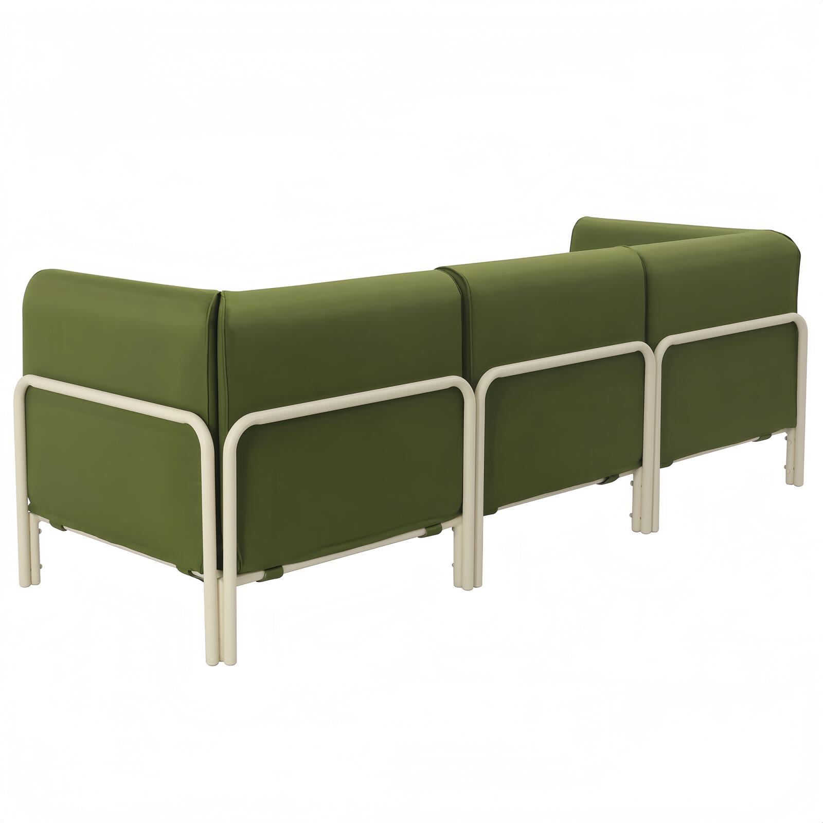 Sofá modular de exterior para 3 personas con 1 sillón y 2 sillones esquineros