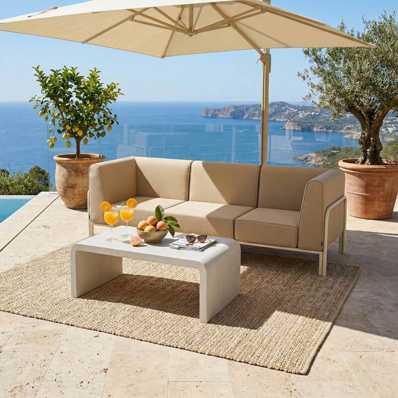 Sofá modular de exterior para 3 personas con 1 sillón y 2 sillones esquineros