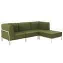 Sofá modular de exterior para 4 personas con 1 sillón, 2 sillones esquineros y 1 puf