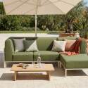 Sofá modular de exterior para 4 personas con 1 sillón, 2 sillones esquineros y 1 puf