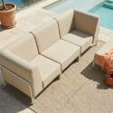 Sofá modular de exterior para 4 personas con 1 sillón, 2 sillones esquineros y 1 puf