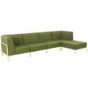 Sofá modular de exterior para 5 personas con 2 sillones, 2 sillones esquineros y 1 puf