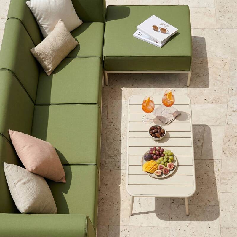 Sofá modular de exterior para 5 personas con 2 sillones, 2 sillones esquineros y 1 puf (2/7)